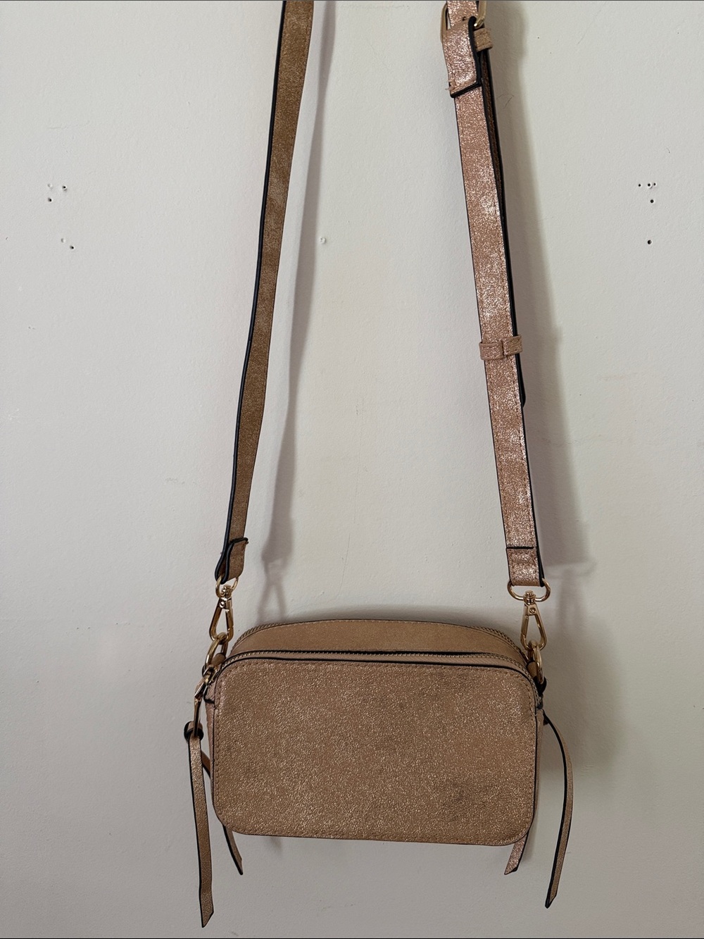 Urban Expressions Glitter Tan Crossbody Camera Bag